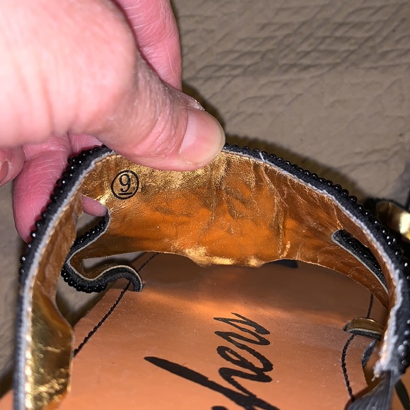 Black Beaded Skechers Flip Flops - Picture 3 of 5